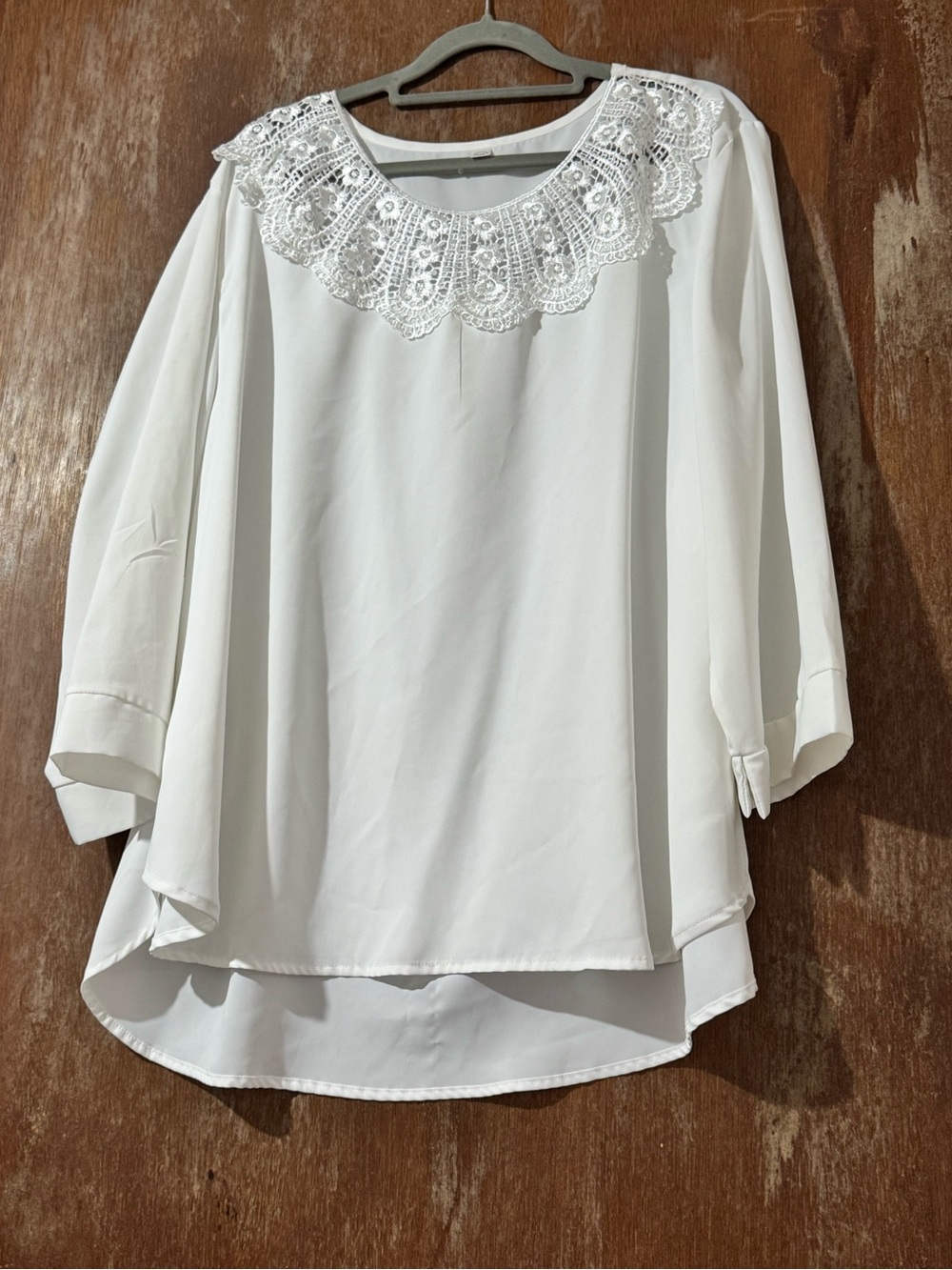 Women's White Lace-Detail Tunic Blouse Sz 3XL